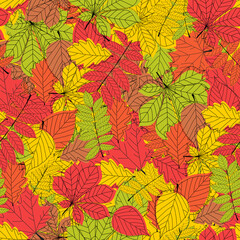 Seamless pattern. Abstract Autumn Leaves Background. Vector Illustration