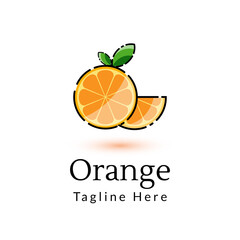 Orange Fruit Logo with leaf, icon design template element