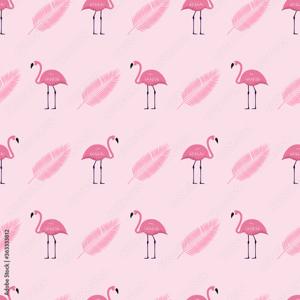 Canvas Prints Pink Flamingo Seamless Pattern Background. Vector Illustration