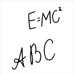 Back to school doodle elements different formulas vector illustration isolated on color background