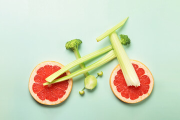 Fruit or vegetable bike on a white isolated background.