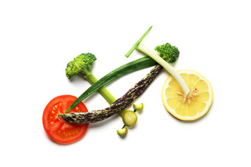 Vegetable bike on white isolated background.