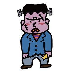 ハロウィンパーティでフランケンシュタインの仮装をした子供