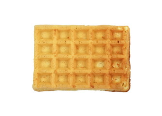 Freshly baked belgian waffles isolated on white background.