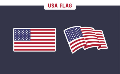USA flag, national emblem of the United States of America. Vector design. Independence day patriotic symbol.