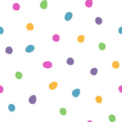 Seamless pattern with multi-colored confetti. Vector abstract pattern on a white background. Modern pattern with polka dots. For the design of textiles, wrapping paper, wallpaper.