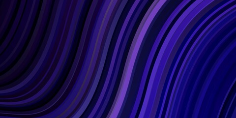 Dark Purple vector backdrop with bent lines. Colorful geometric sample with gradient curves.  Best design for your ad, poster, banner.