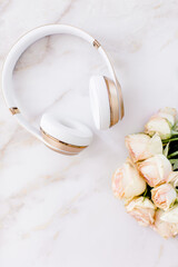 headphone and roses