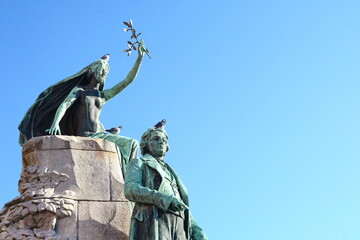 LJUBLJANA, SLOVENIA, January ‎05, ‎2020. Presern statue on Presern square in Ljubljana, Slovenia
