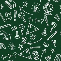 Back to school. Hand drawn elements pattern