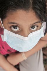 masked girl's face expression's captured as a portrait.