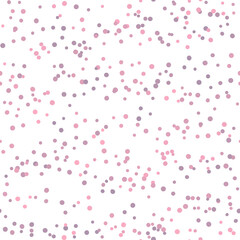 Fototapeta na wymiar small scattered soft pink and purple circle confetti seamless pattern on a white background