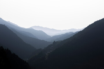 Scenic View Of Mountains Against Clear Sky