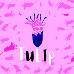 cute pink tulip greetings card