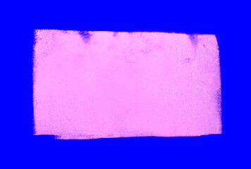 Painting a rough wall with roller. Paint roller leaving  a pink stroke over a blue background. usable for text and messages.