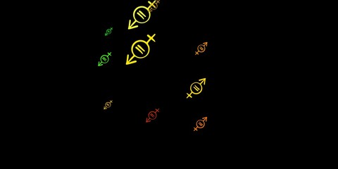 Dark Green, Yellow vector backdrop with woman's power symbols.