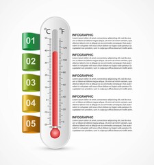 Infographics thermometer design template. Vector illustration.