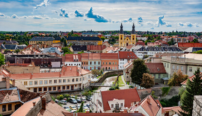 Naklejka na ściany i meble Panoramic view of Eger downtown, Hungary