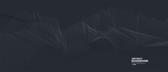 Dark abstract background with flowing particles. Digital future technology concept. vector illustration.	
