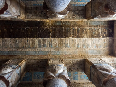 Dendera temple or Temple of Hathor. Egypt. Dendera, Denderah, is a small town in Egypt. Dendera Temple complex, one of the best-preserved temple sites from ancient Upper Egypt.