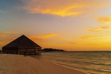 sunset at the beach of the Indian Ocean