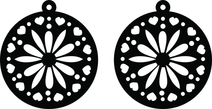 Download Round Flower Earrings Svg Vector Template Cut File For Cricut And Silhouette Stock Vector Adobe Stock