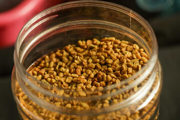 fenugreek seeds on a table