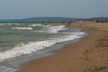 Beach on The black sea coast, Veselovka, Russia.