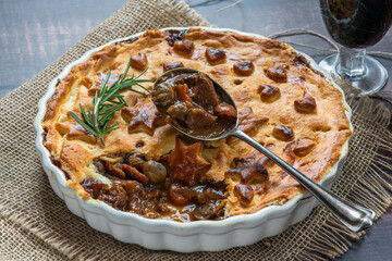 Steak, mushroom and ale pie