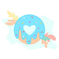Vector illustration of donut can be used for greeting cards, party invitations, posters, prints and books. Doughnut icon in modern flat style. 