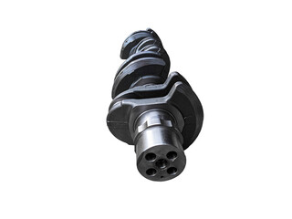 Crankshaft of a car on an isolated white background. New spare parts.