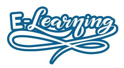 e-learning; online education lettering design; handwritten font, study concept with calligraphy