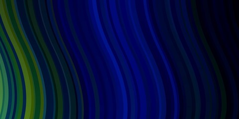 Dark Blue, Green vector background with bows. Colorful geometric sample with gradient curves.  Pattern for ads, commercials.