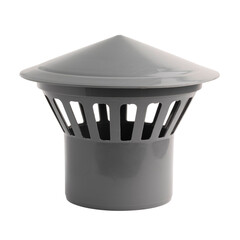 Sewer fitting with a cover having holes for ventilation. Isolated on a white background.