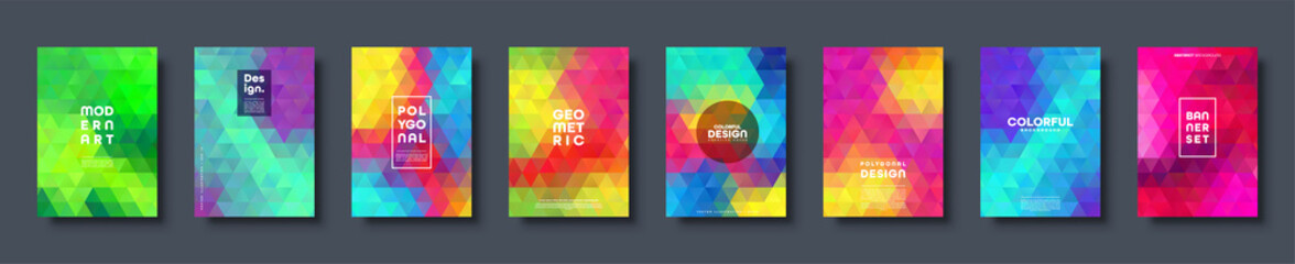 Triangle polygonal abstract background. Colorful gradient design. Low poly shape banner. Vector illustration.