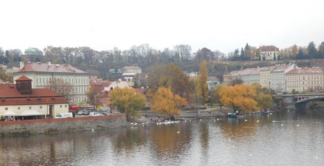 Fototapeta premium panorama of the old section of the city of Prague seen from the Charles Bridge