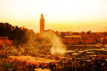 sunset in marrakech, morocco