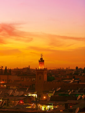 marrakesh center at sunset