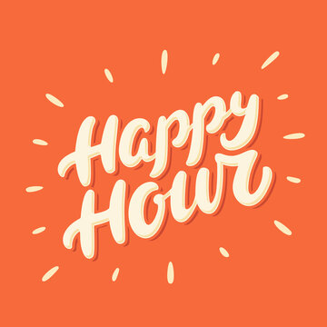 Happy Hour Sign. Vector Lettering.