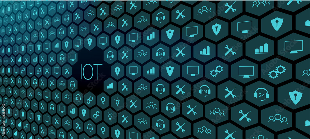 Poster spider web of network connections with on a futuristic blue background eps10 internet of things (iot