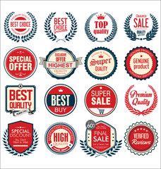 Retro vintage sale badges and labels collection 