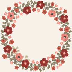 Vintage background with flowers. Greeting card. Floral wreath, element for your design in vector.