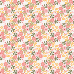 Seamless folk pattern in small wild flowers. Country style millefleurs. Floral meadow background for textile, wallpaper, pattern fills, covers, surface, print, gift wrap, scrapbooking, decoupage.