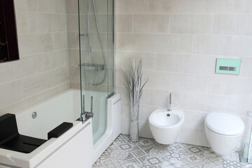 modern bathroom with bathtub