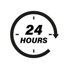  24 hours icon. Twentyfour hours vector illustration.Flat illustration on white background.
