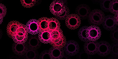 Dark pink vector pattern with coronavirus elements.