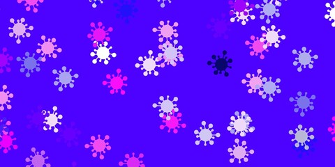 Light purple, pink vector backdrop with virus symbols.