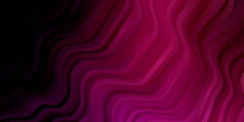 Dark Purple, Pink vector pattern with curves. Colorful illustration with curved lines. Template for cellphones.