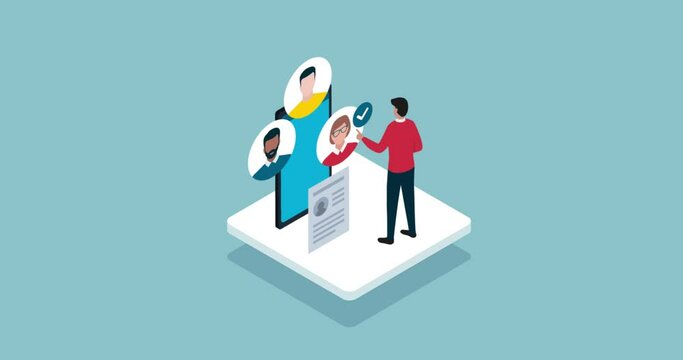 HR expert choosing candidates on a mobile app