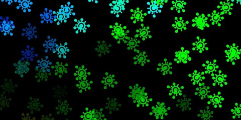 Dark multicolor vector backdrop with virus symbols.